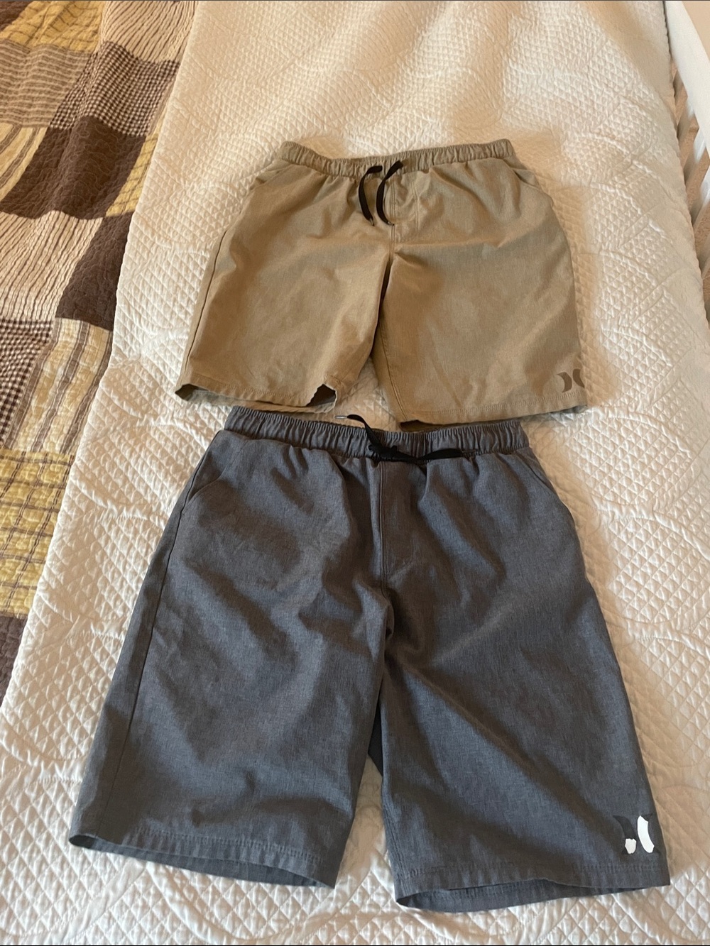 Hurley Boys Two-Pack Swim/Board Shorts in Khaki and Charcoal